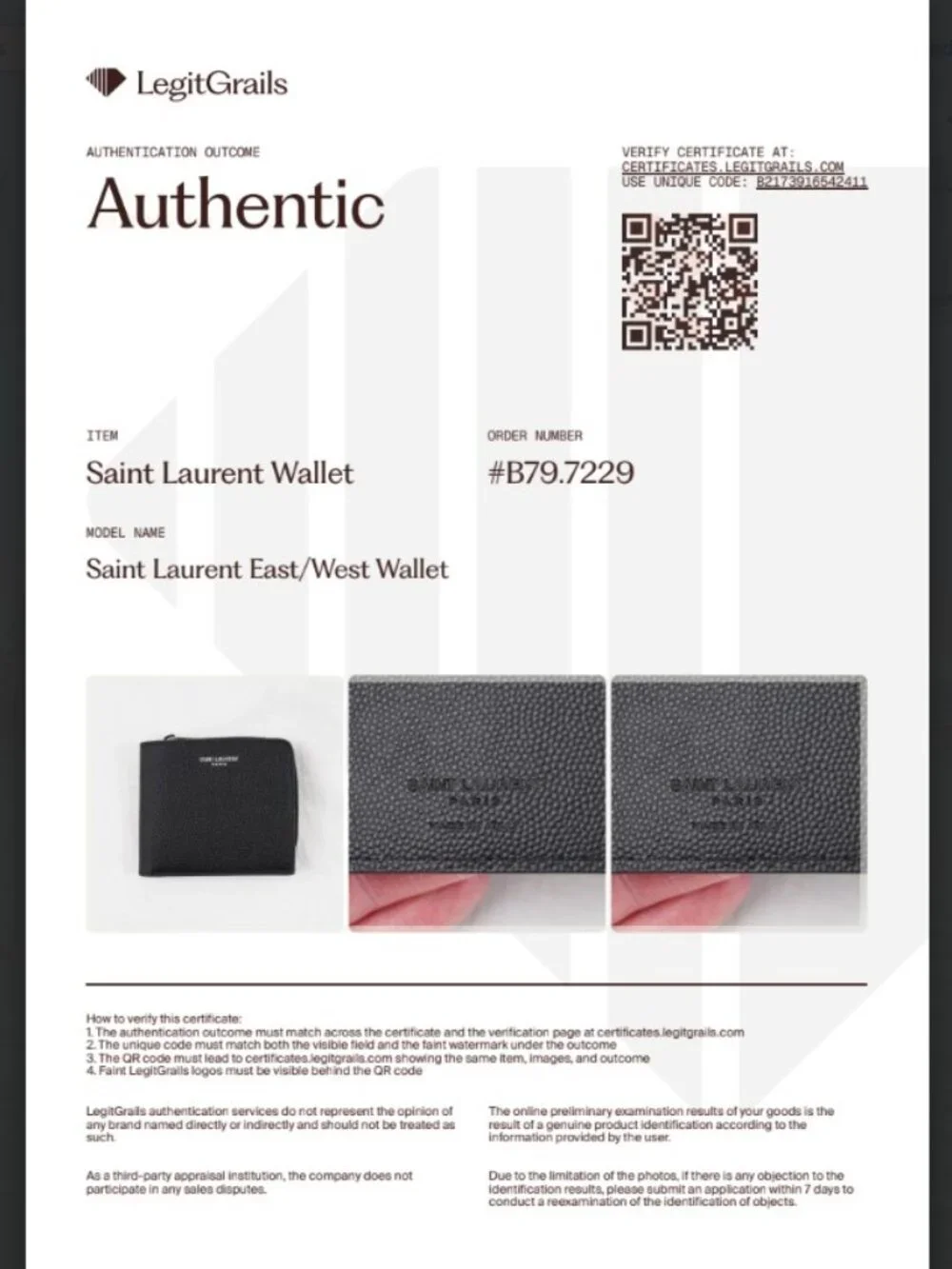 Saint Laurent East/West Zip-Around Wallet In Black Grain de Poudre Leather - NWT - Picture 13 of 13